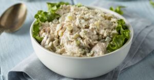 Bowl of Chicken Salad with Lettuce