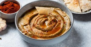 Bowl of Homemade Eggplant Dip or Baba Ganoush with Smoked Paprika