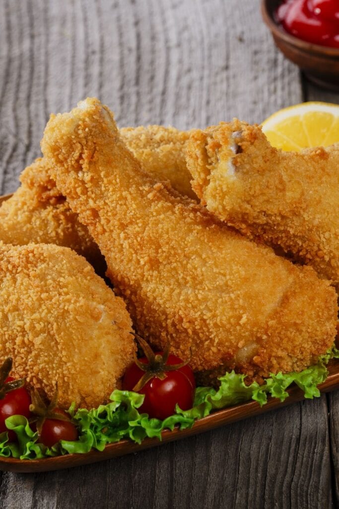 Breaded Fried Chicken Leg with Lemon