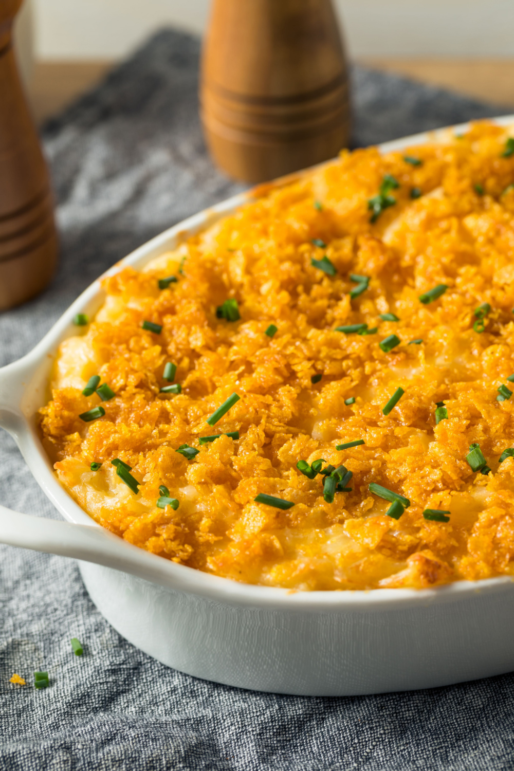 Cheesy Potato Casserole Garnished with Green Onions