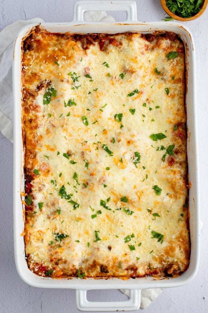 Cheesy Sour Cream Lasagna Casserole