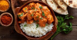 Chicken Curry with Rice and Bread