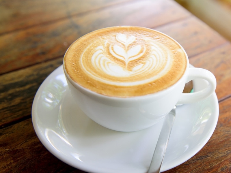 White Coffee Cup With Heart Shape Latte Art