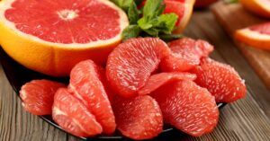 Fresh Organic Pink Grapefruit with Mint