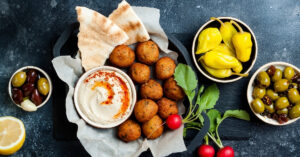 Greek Meatballs with Hummus and Pita Bread