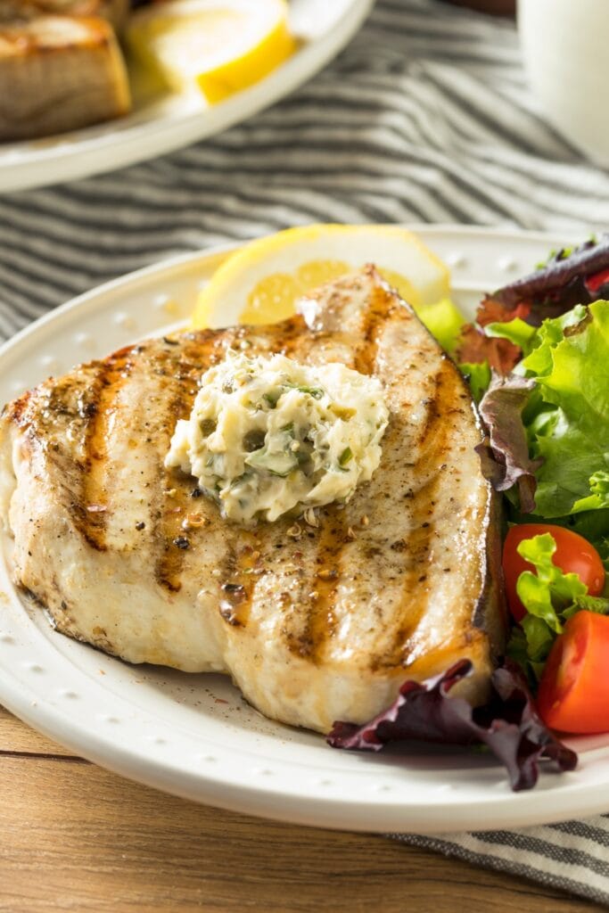 Grilled Swordfish Steak with Vegetable Salad