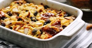 Homemade Bread Pudding Casserole with Raisins