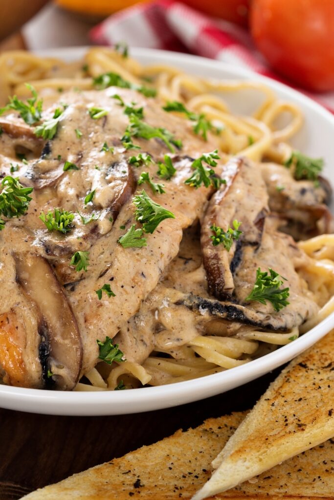 Homemade Chicken Marsala with Mushrooms and Pasta