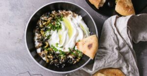 Homemade Cream Cheese Dip with Bread in a Bowl