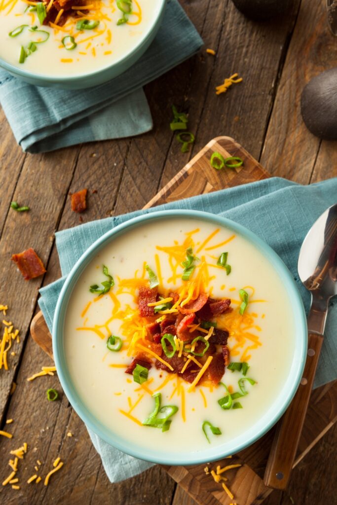 Homemade Creamy Potato Soup with Bacon and Cheese