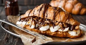 Homemade Croissants with Peanut Butter, Banana and Chocolate