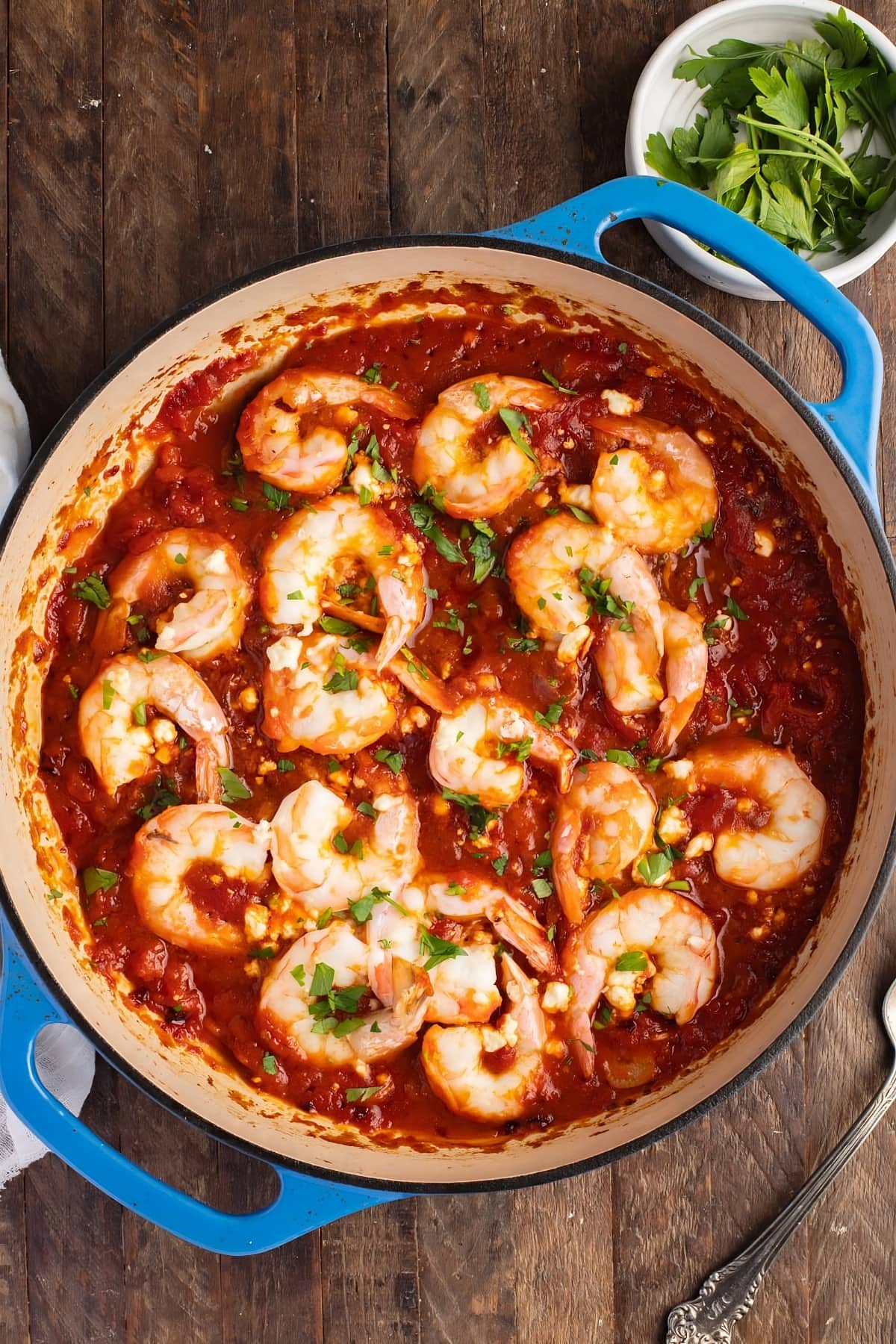 Homemade Greek Shrimp Saganaki with Parsley and Tomato Sauce