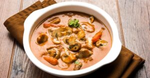 Homemade Indian Mushroom Masala with Carrots in a Bowl