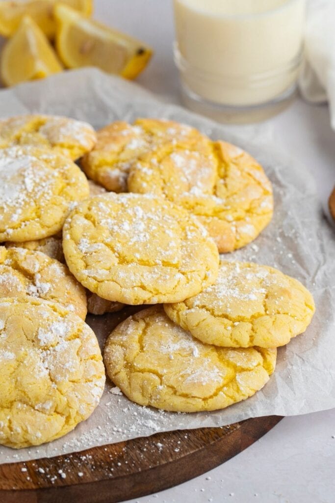 Homemade Lemon Cake Mix Cookies with Milk