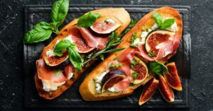 Homemade Prosciutto Bruschetta with Figs and Cheese