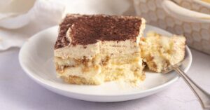 Homemade Sliced Tiramisu with Ladyfingers and Mascaporne