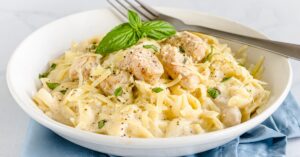 Homemade Chicken Alfredo with Basil