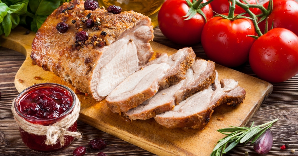 Homemade Sliced Pork Roast with Cranberry Sauce