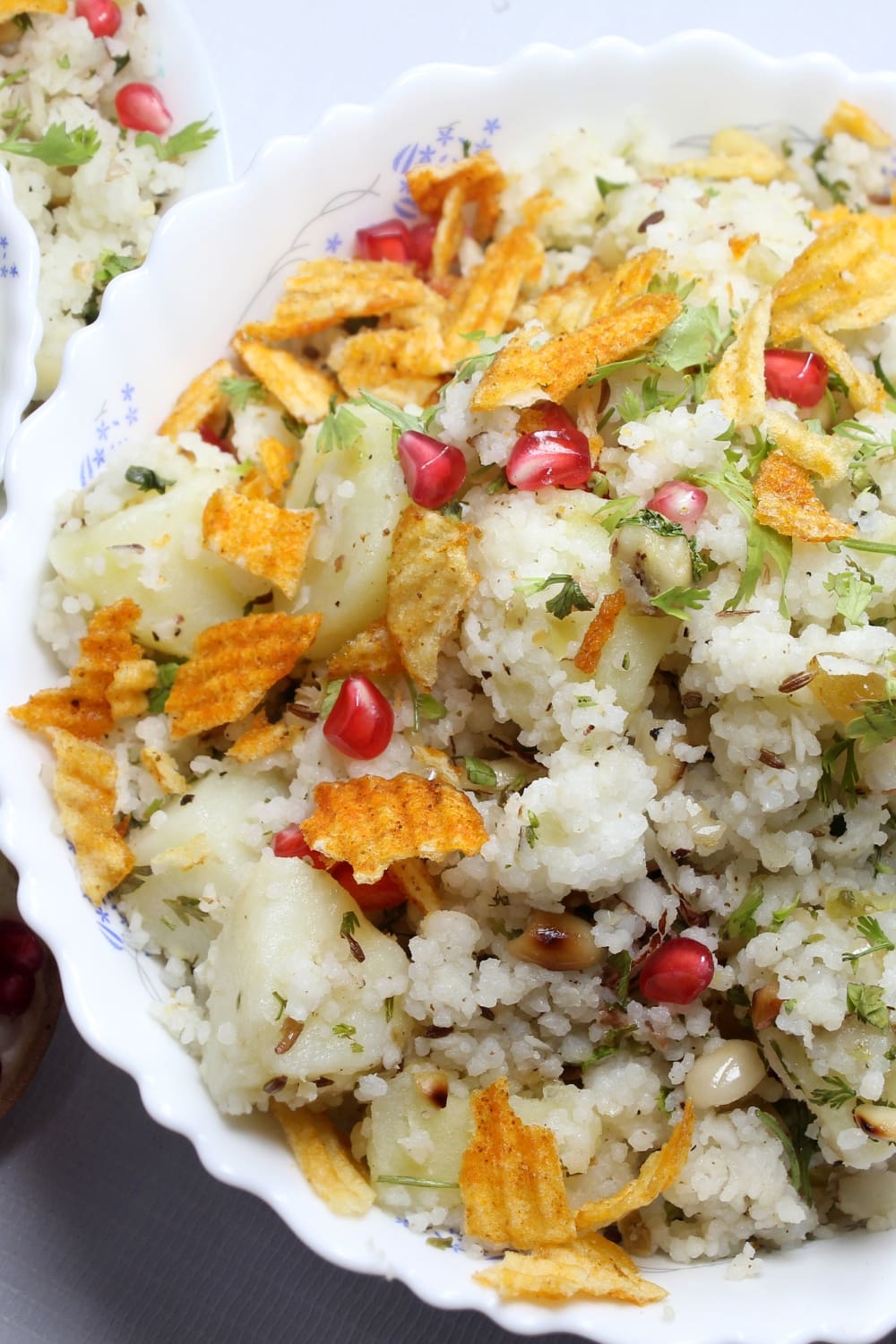 Mashed Millet with Chips and Pomegranate