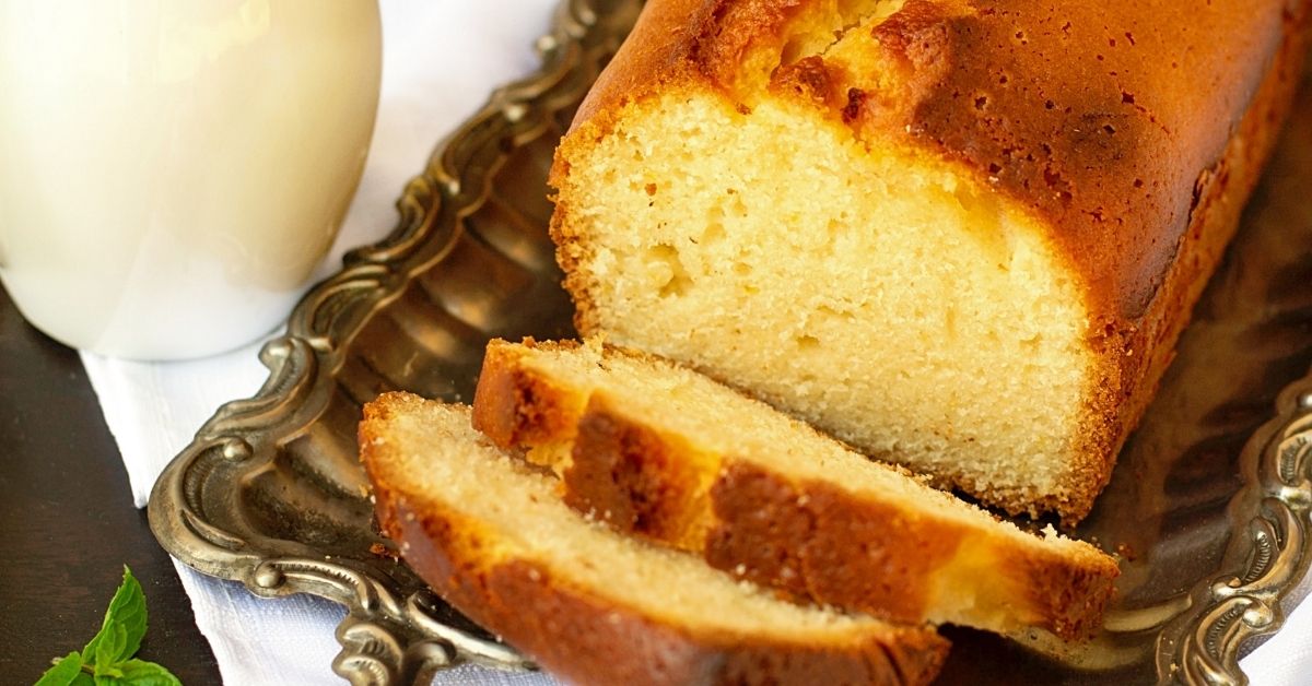 Sarah Lee Sliced Pound Cake on a Metal Tray