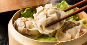 Steamed Meat Dumplings in a Bamboo Steamer