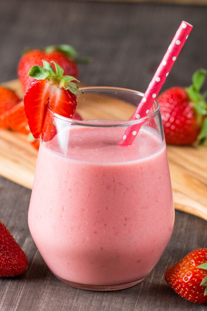 Strawberry Milkshake with Fresh Strawberries