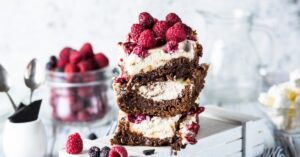 Sweet Homemade Brownie Bars with Raspberries