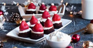 Sweet Homemade Chocolate Brownies with Strawberries