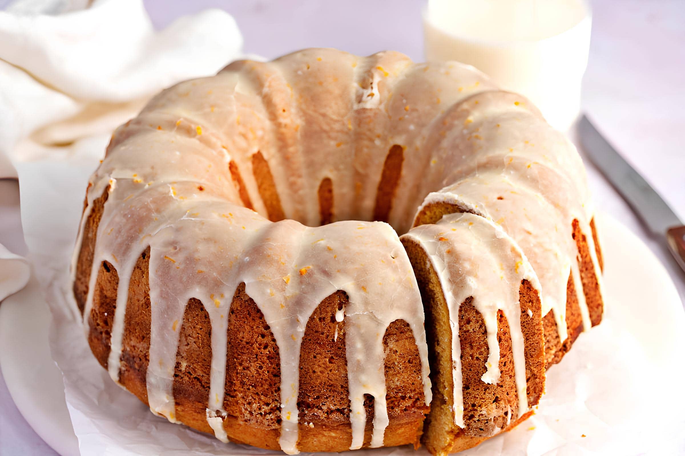 Sweet Potato Pound Cake Served with Milk