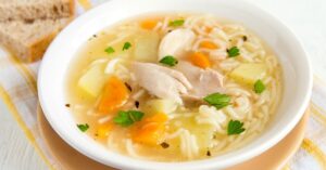 Warm Chicken Noodle Soup with Vegetables