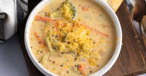 Warm Homemade Panera Broccoli Cheddar Soup with Bread