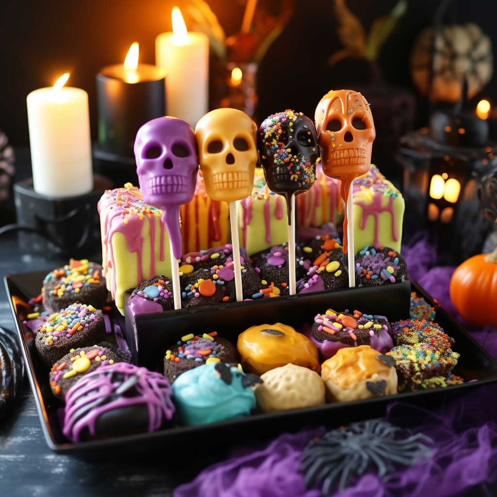 Skull Cakesicles on A Platter with Chocolate Covered Oreos