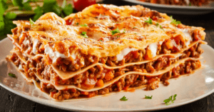 Homemade Ground Beef Lasagna with Melted Cheese