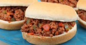 Homemade Sloppy Joe Sandwich with Tomatoes and Bell Peppers